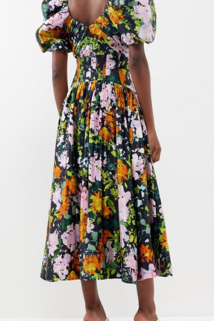 Rent RENT Aje Gabrielle Midnight Floral - print linen - blend dress (RRP £460) – designer dress hire in UK sizes 8–16 from One Hit Wonders
