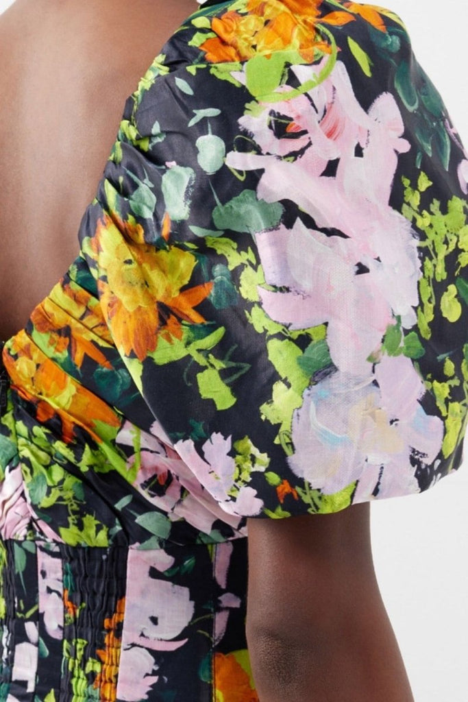 Rent RENT Aje Gabrielle Midnight Floral - print linen - blend dress (RRP £460) – designer dress hire in UK sizes 8–16 from One Hit Wonders