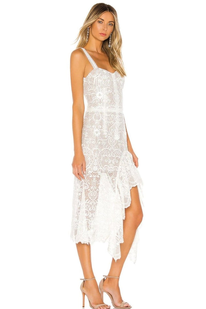 Rent RENT Bronx & Banco Tiffany Blanc Dress in White (RRP £333) – designer dress hire in UK sizes 8–16 from One Hit Wonders