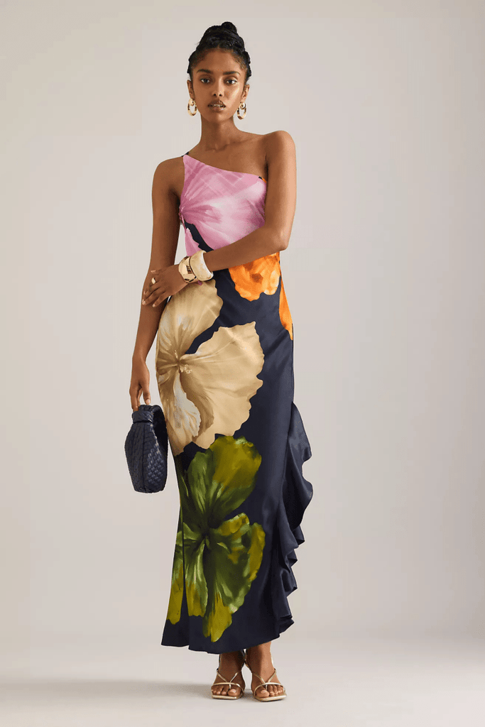 Rent RENT By Anthropologie Lucinda One - Shoulder Maxi Slip Dress (RRP £158) – designer dress hire in UK sizes 8–16 from One Hit Wonders