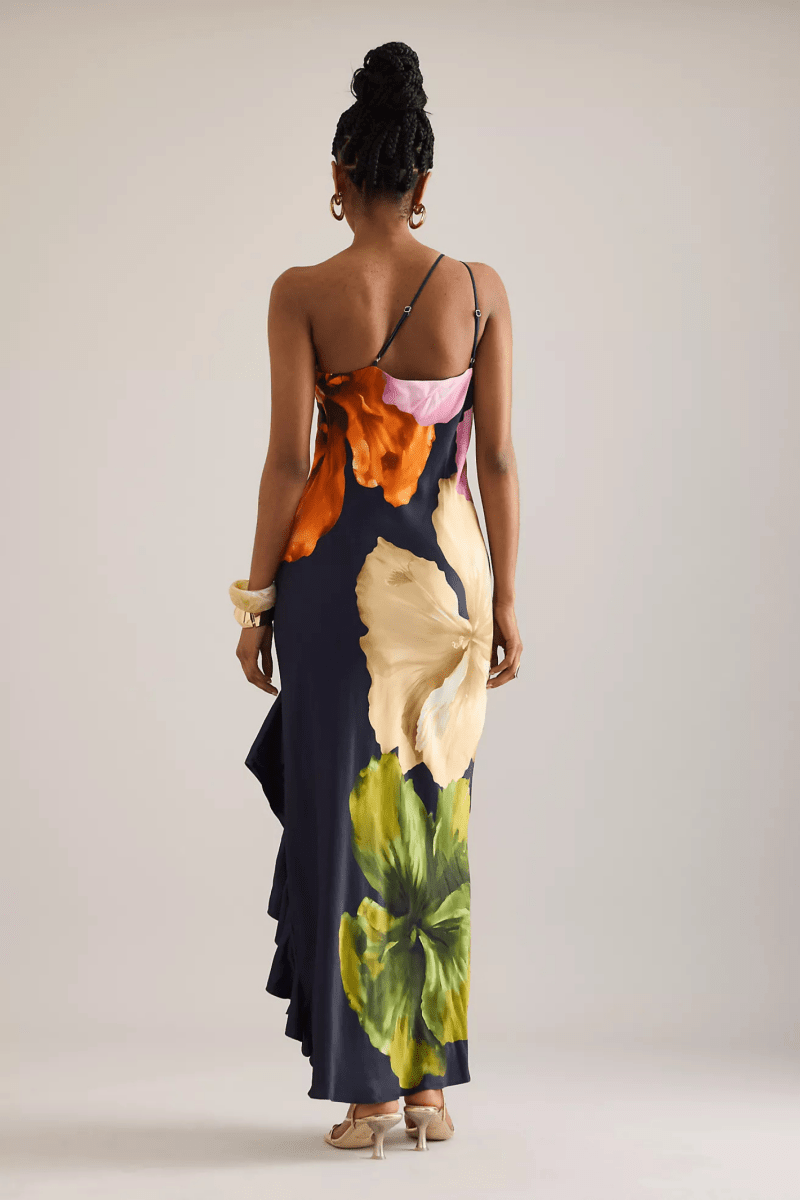 anthropologie lucinda one shoulder maxi slip dress 29 Summer Wedding Guest Dresses
