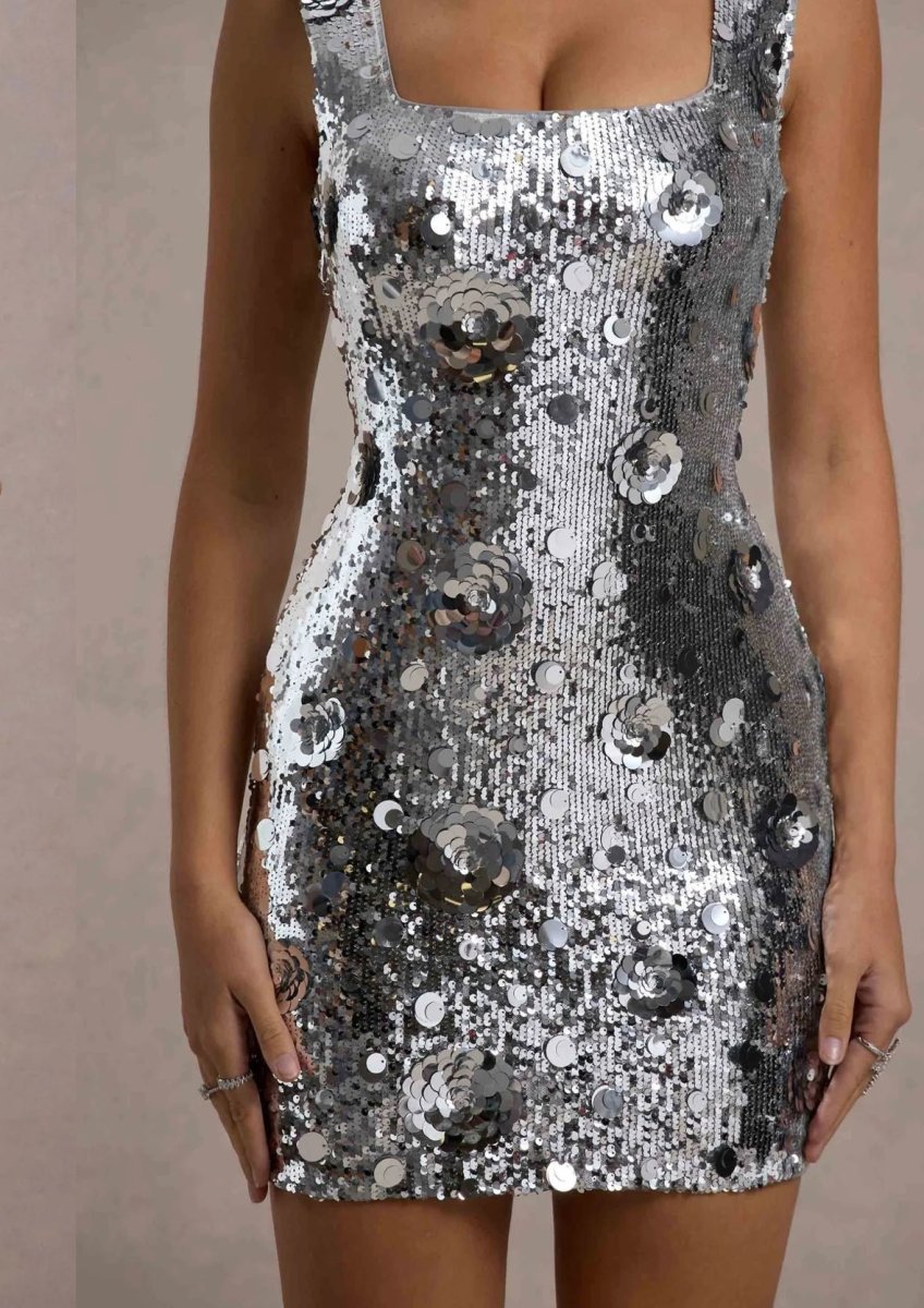 club london silver sequin dress RENT CLUB L LONDON Jasmyn
