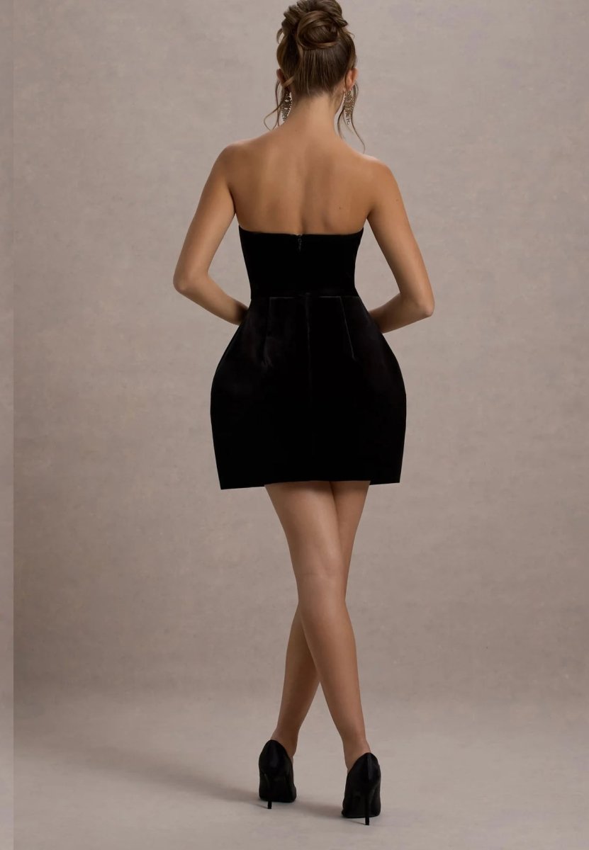 RENT CLUB L LONDON Naia | Black Velvet Embellished Bandeau Mini Dress (RRP 150) | One Hit Wonders RENT CLUB L LONDON Naia | Black Velvet Embellished Bandeau Mini Dress (RRP 150) | One Hit Wonders
