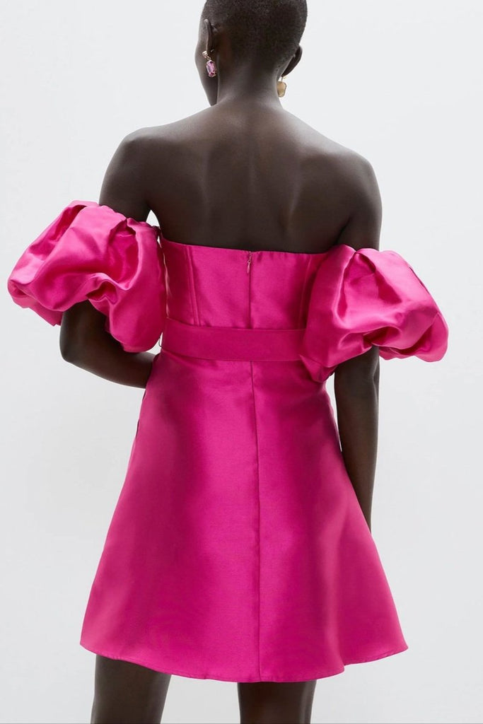 Rent RENT Coast Pink Puff Sleeve Mini (RRP £119) – designer dress hire in UK sizes 8–16 from One Hit Wonders