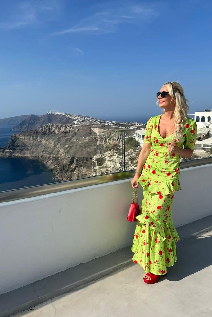 Rent RENT De La Vali Juliette Ruffle Maxi Dress (RRP £550) – designer dress hire in UK sizes 8–16 from One Hit Wonders