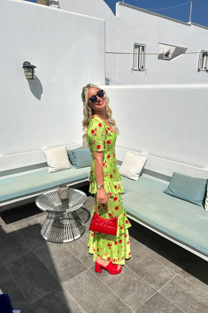 Rent RENT De La Vali Juliette Ruffle Maxi Dress (RRP £550) – designer dress hire in UK sizes 8–16 from One Hit Wonders