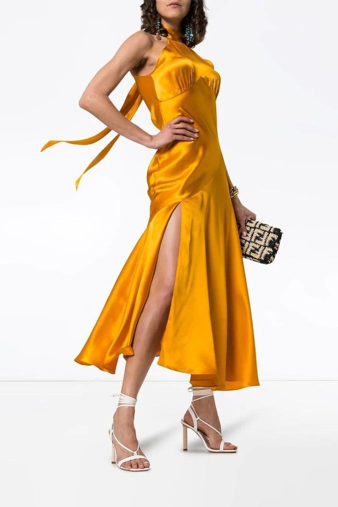Rent RENT De La Vali Vivienne Halterneck (RRP £550) – designer dress hire in UK sizes 8–16 from One Hit Wonders