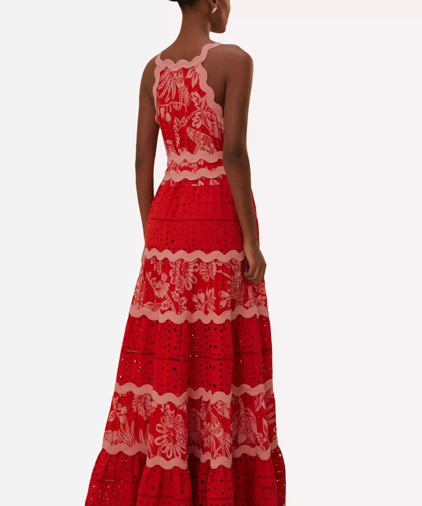 RENT Farm Rio Flowerful Birds Red Mix Maxi Dress (RRP £390) - Rent Now from One Hit Wonders