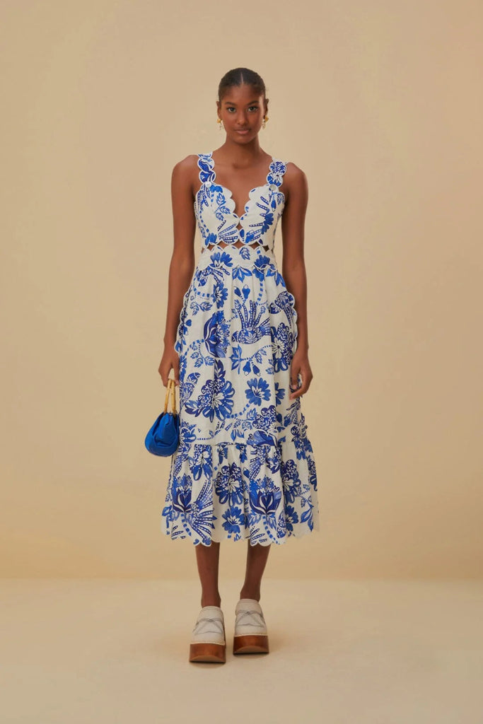 RENT Farm Rio Off - White Flowerful Birds Lenzing Midi Dress (RRP £320) - Rent Now from One Hit Wonders