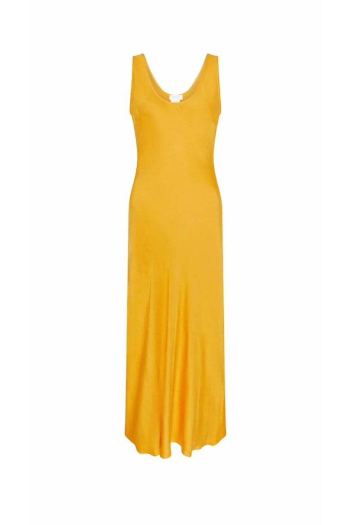Rent RENT Ghost Palm Sunglow Satin Slip Midi Dress (RRP £129) – designer dress hire in UK sizes 8–16 from One Hit Wonders