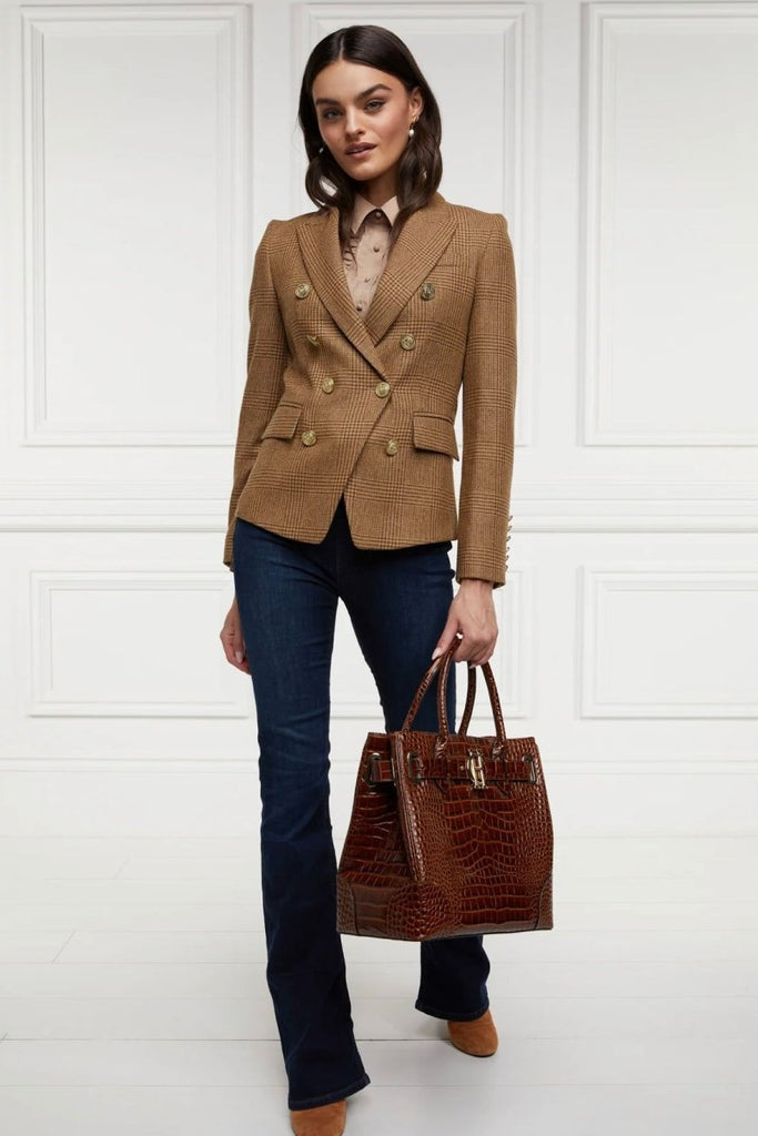 Rent RENT Holland Cooper Knightsbridge Blazer Tawny (RRP £399) – designer dress hire in UK sizes 8–16 from One Hit Wonders