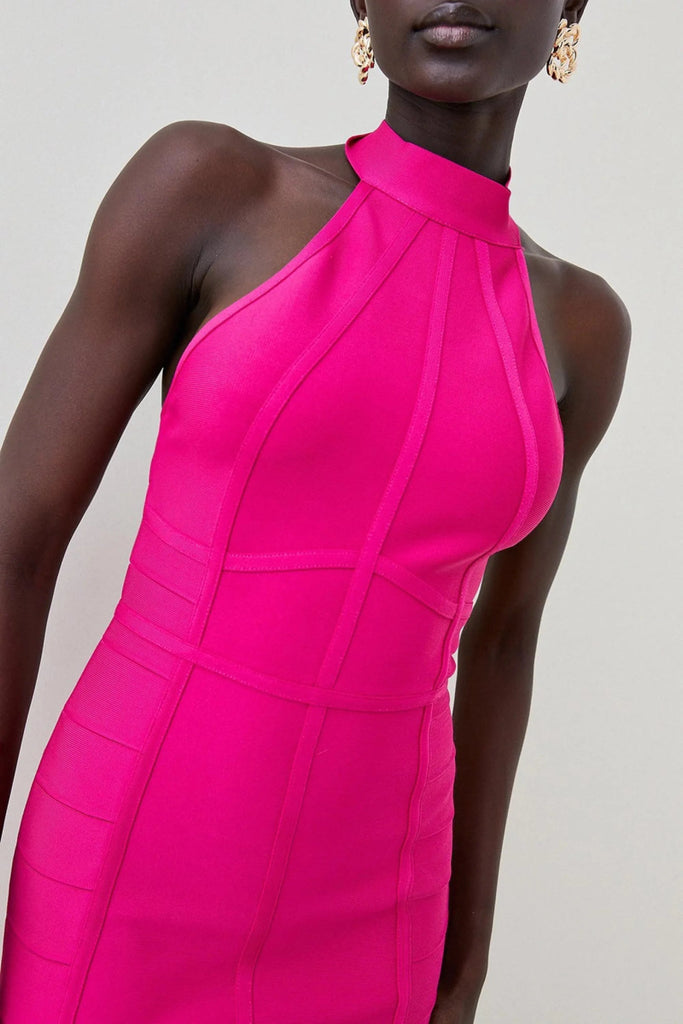 Rent RENT Karen Millen Bandage Knit Halter Neck Figure Form Dress (RRP £109) – designer dress hire in UK sizes 8–16 from One Hit Wonders
