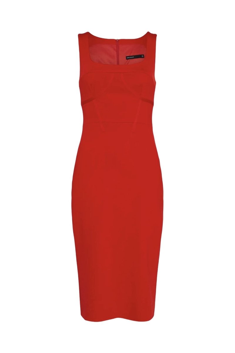 karen millen red corset dress Red Petite Premium Viscose Jersey Corset Midi Dress
