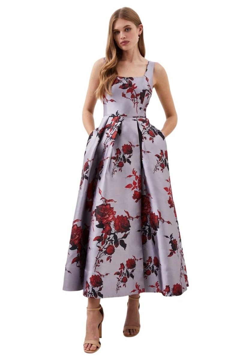lydia millen floral jacquard corseted woven maxi dress KAREN MILLEN Karen Millen x Lydia Millen - Tall Floral Jacquard Corseted Maxi Dress