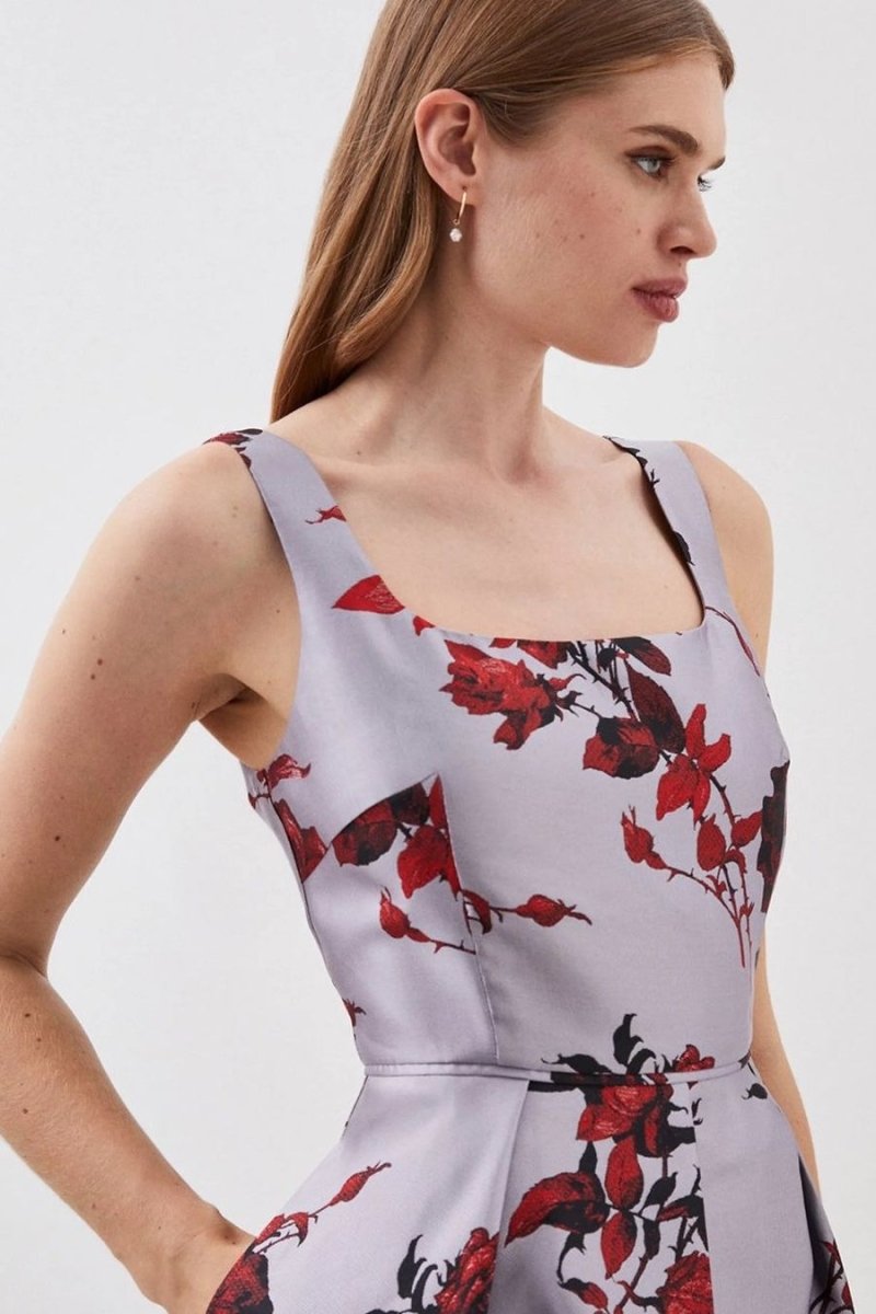lydia millen floral jacquard corseted woven maxi dress Lydia Millen Floral Jacquard Corseted Woven Maxi Dress