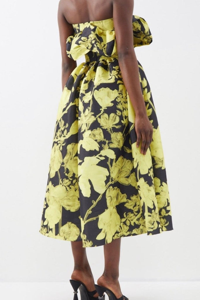 Rent RENT Kika Vargas Lynn strapless printed taffeta midi dress (RRP £725) – designer dress hire in UK sizes 8–16 from One Hit Wonders