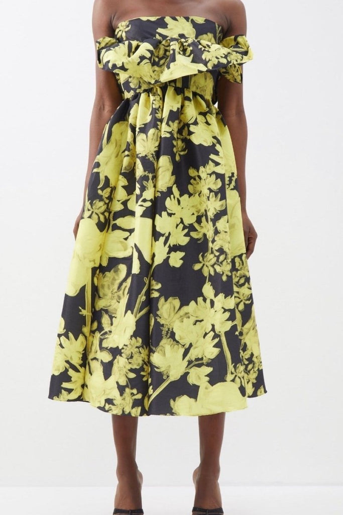 Rent RENT Kika Vargas Lynn strapless printed taffeta midi dress (RRP £725) – designer dress hire in UK sizes 8–16 from One Hit Wonders