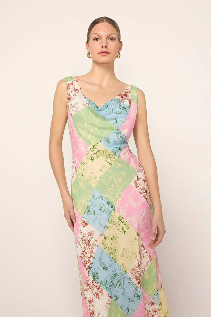 Rent RENT Kitri Araminta Patched Toile De Jouy Dress (RRP £195) – designer dress hire in UK sizes 8–16 from One Hit Wonders