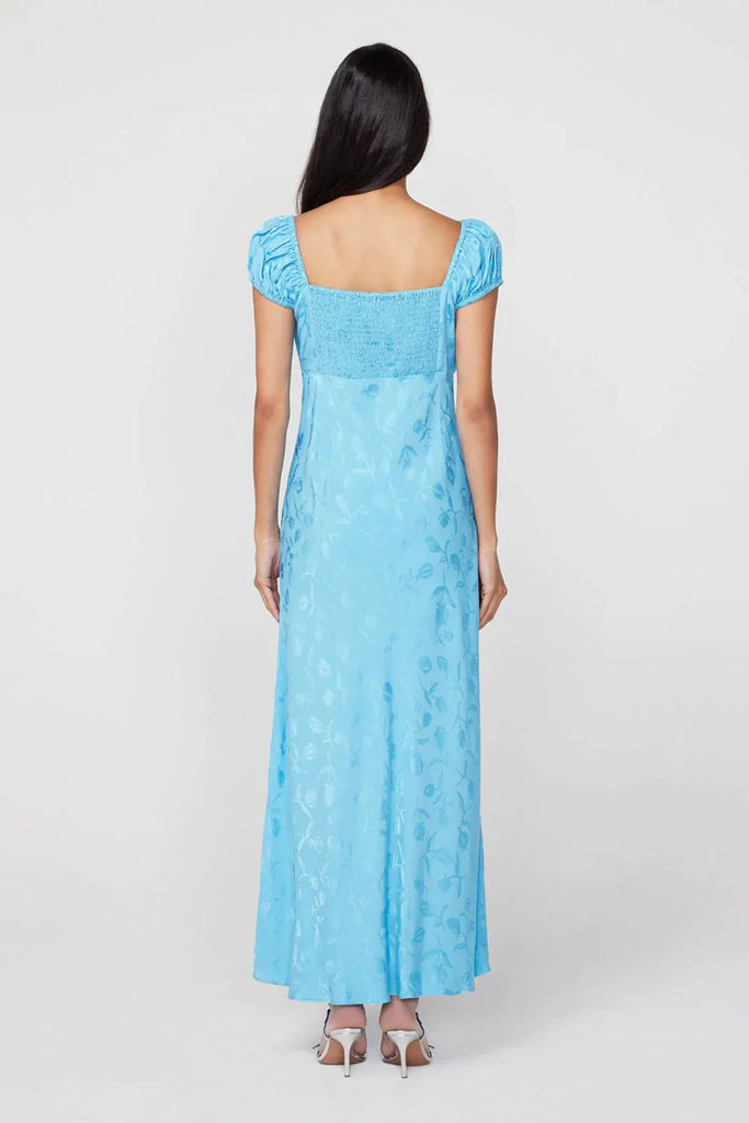 Rent RENT Kitri Bess Sky Blue Tulip Jacquard Maxi Dress (RRP £225) – designer dress hire in UK sizes 8–16 from One Hit Wonders