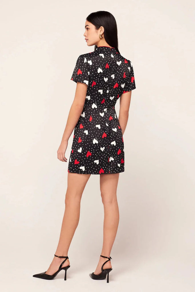 Rent RENT Kitri Harlow Red Heart Print Mini Dress (RRP £140) – designer dress hire in UK sizes 8–16 from One Hit Wonders