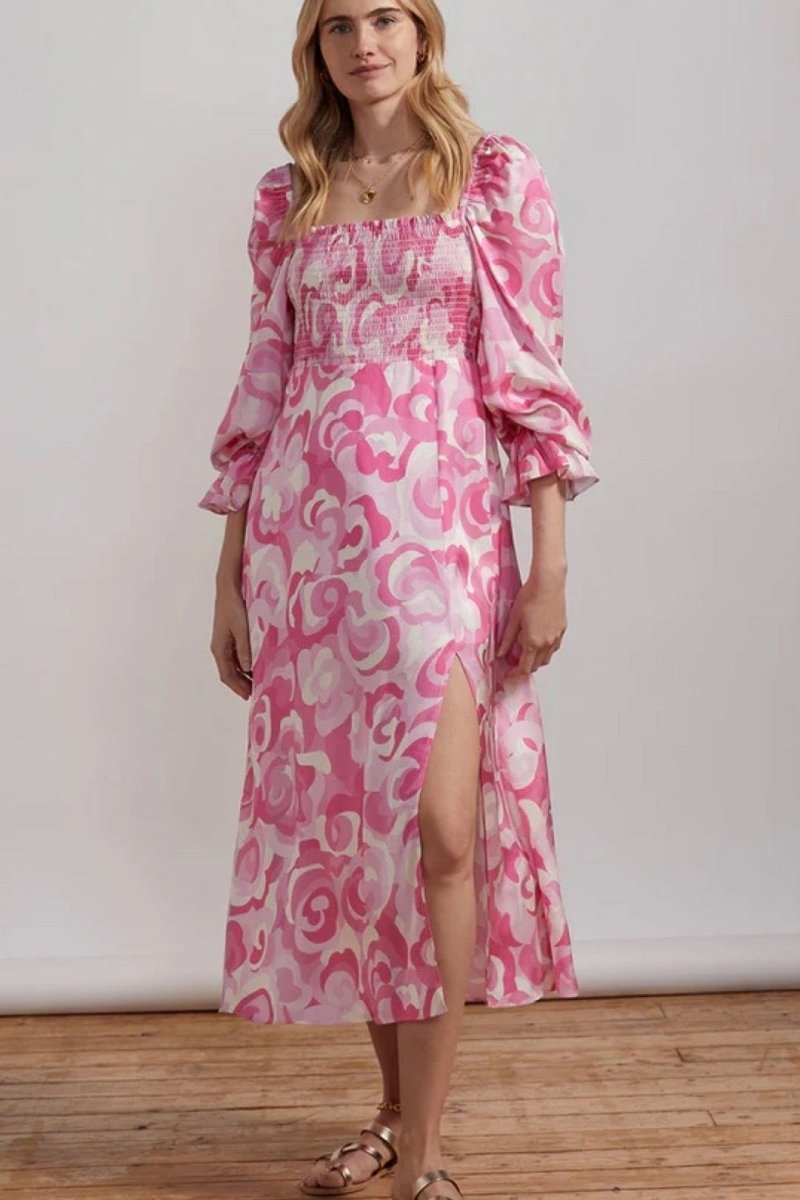 RENT Kitri Jolene Pink Floral Swirl Dress (RRP £165)