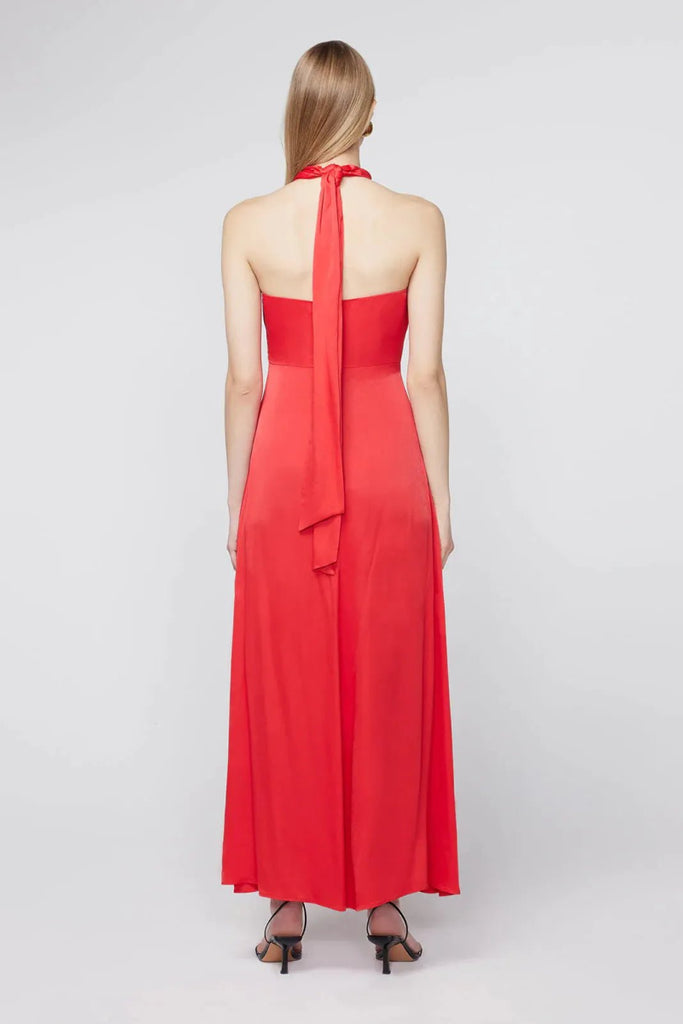 Rent RENT Kitri Neve Red Satin Halter Dress (RRP £190) – designer dress hire in UK sizes 8–16 from One Hit Wonders