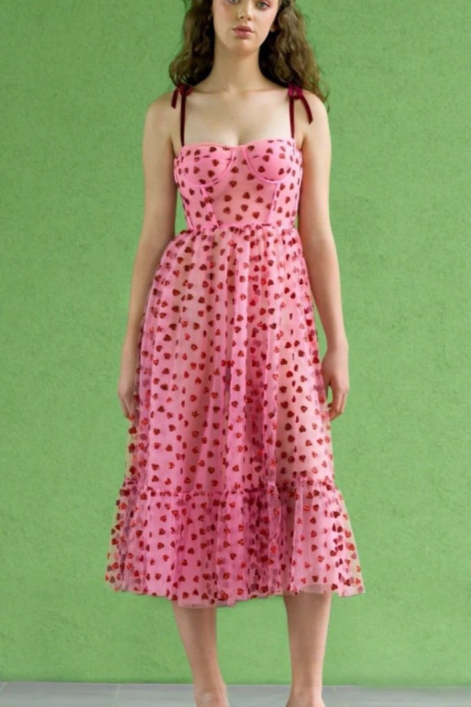 Rent RENT Lirika Matoshi Heart Corset Midi Dress (RRP £359) – designer dress hire in UK sizes 8–16 from One Hit Wonders
