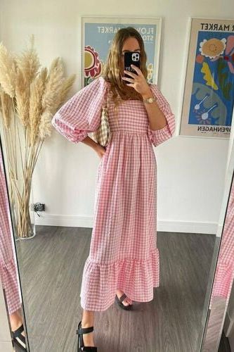 Rent RENT Molby The Label Pink Gingham Patty Dress (RRP £140) – designer dress hire in UK sizes 8–16 from One Hit Wonders