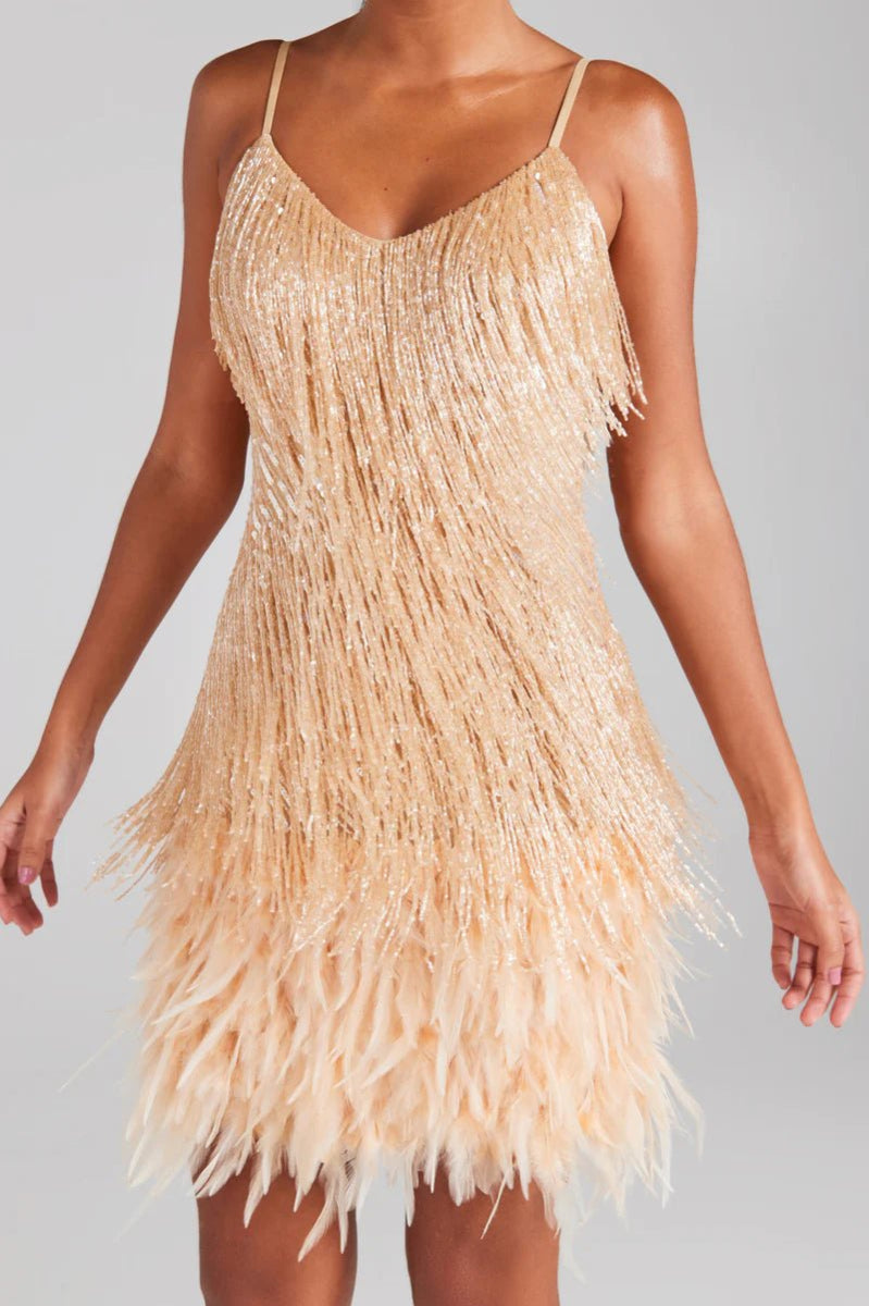 RENT Nadine Merabi Lottie Champagne Dress (RRP 495) | One Hit Wonders RENT Nadine Merabi Lottie Champagne Dress (RRP 495) | One Hit Wonders