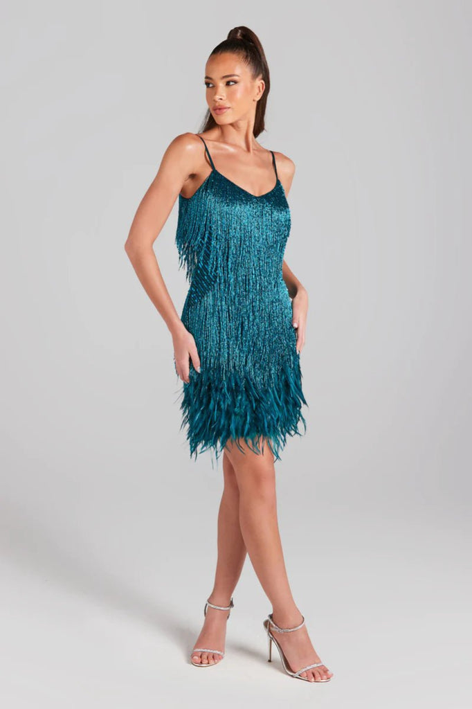 Rent RENT Nadine Merabi Lottie Teal Dress (RRP £495) – designer dress hire in UK sizes 8–16 from One Hit Wonders
