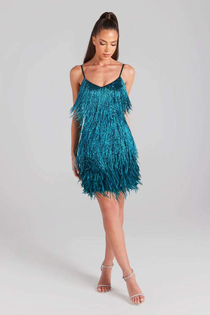 Rent RENT Nadine Merabi Lottie Teal Dress (RRP £495) – designer dress hire in UK sizes 8–16 from One Hit Wonders