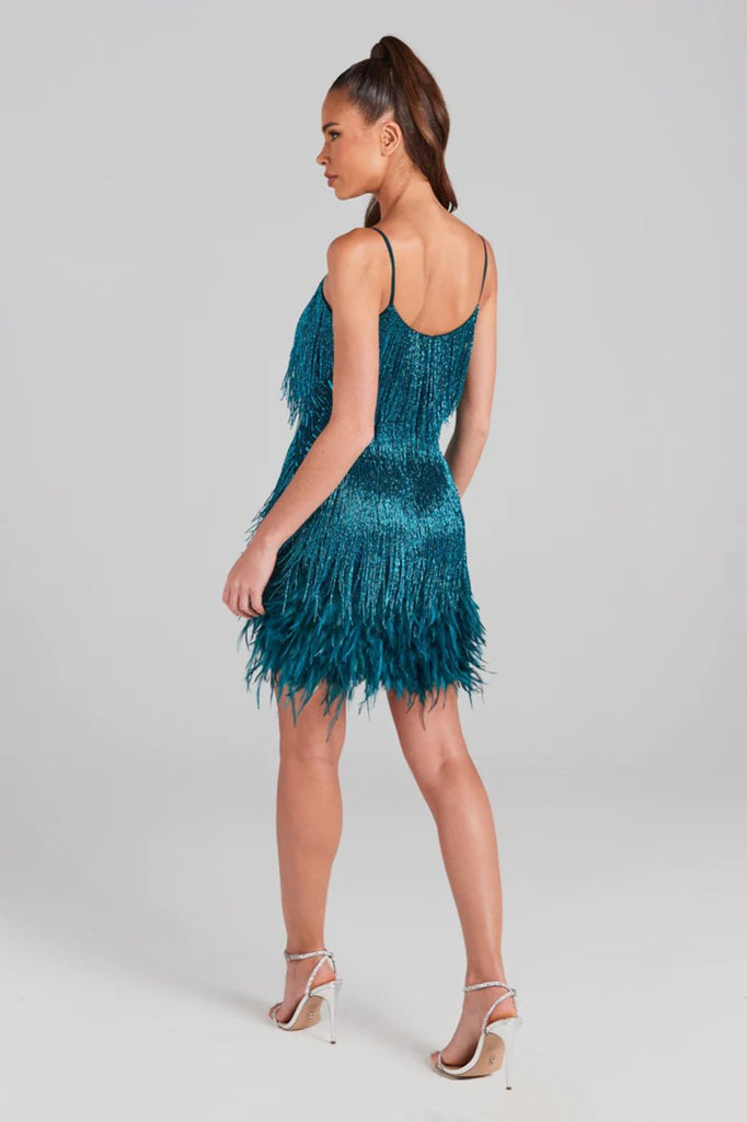 Rent RENT Nadine Merabi Lottie Teal Dress (RRP £495) – designer dress hire in UK sizes 8–16 from One Hit Wonders