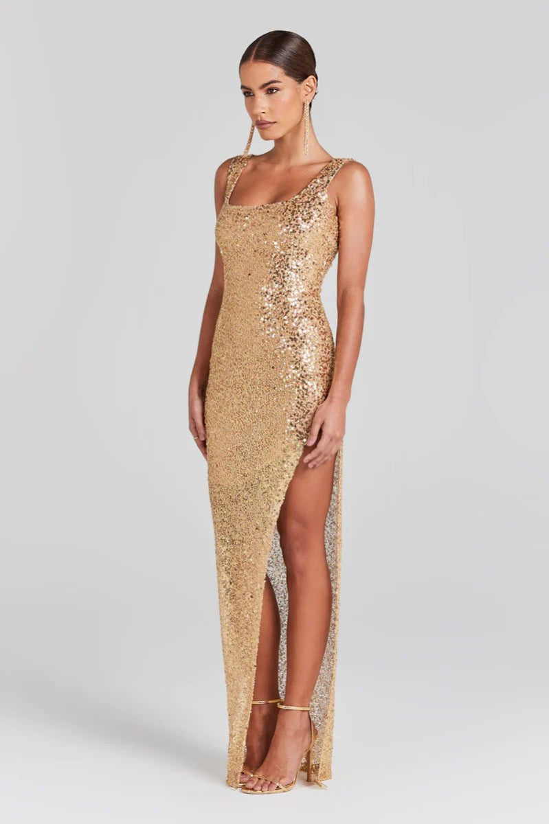 RENT Nadine Merabi Louisa Gold Dress (RRP 395) | One Hit Wonders RENT Nadine Merabi Louisa Gold Dress (RRP 395) | One Hit Wonders