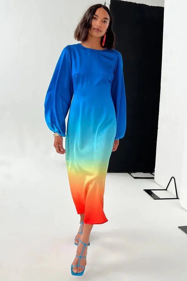 Rent RENT Never Fully Dressed Ombre Liberty Dress (RRP £99) – designer dress hire in UK sizes 8–16 from One Hit Wonders