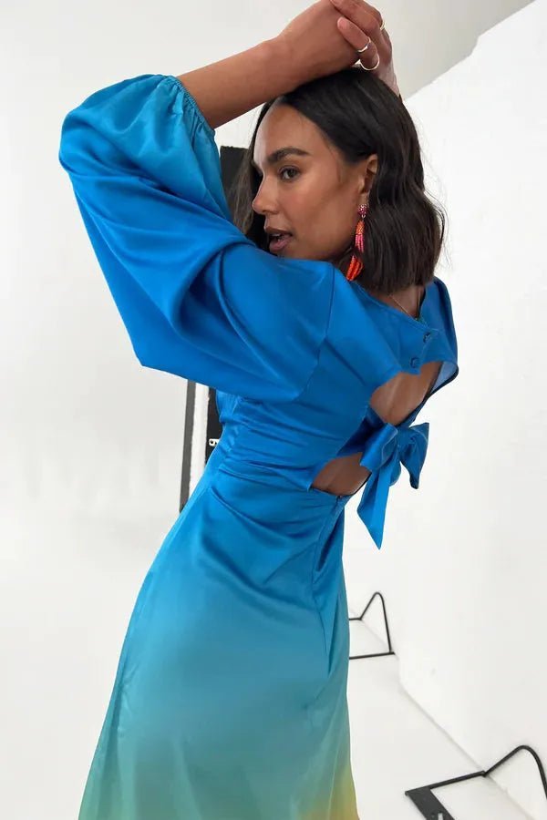 Rent RENT Never Fully Dressed Ombre Liberty Dress (RRP £99) – designer dress hire in UK sizes 8–16 from One Hit Wonders