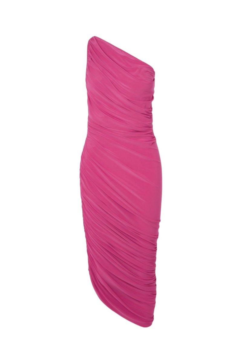 norma kamali orchid pink dress Norma Kamali Halter Turtle Side Slit Gown