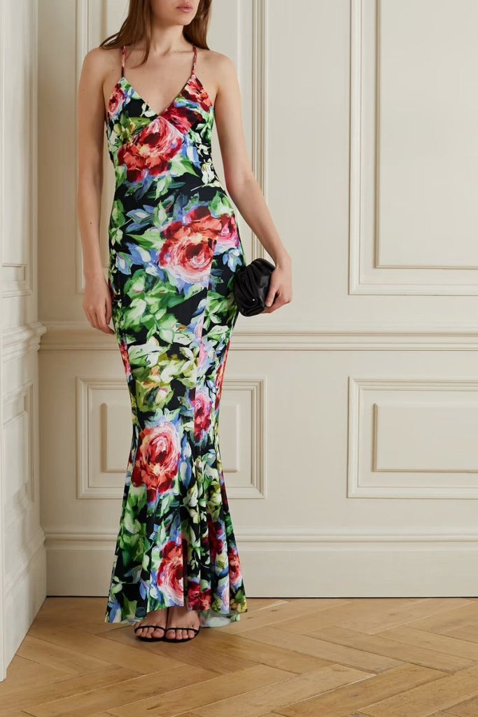 Rent RENT Norma Kamali Floral Print Stretch - Jersey Gown (RRP £350) – designer dress hire in UK sizes 8–16 from One Hit Wonders