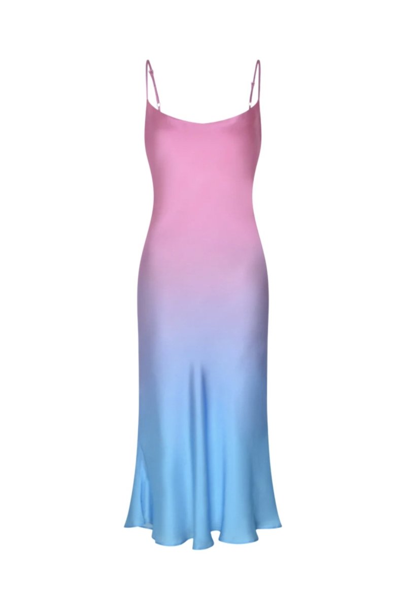 RENT Olivia Rubin Aubrey Blue Pink Ombre Slip Dress (RRP £310)