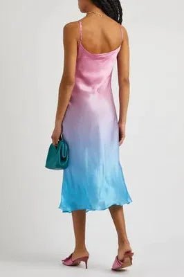 Rent RENT Olivia Rubin Aubrey Blue Pink Ombre Slip Dress (RRP £310) – designer dress hire in UK sizes 8–16 from One Hit Wonders