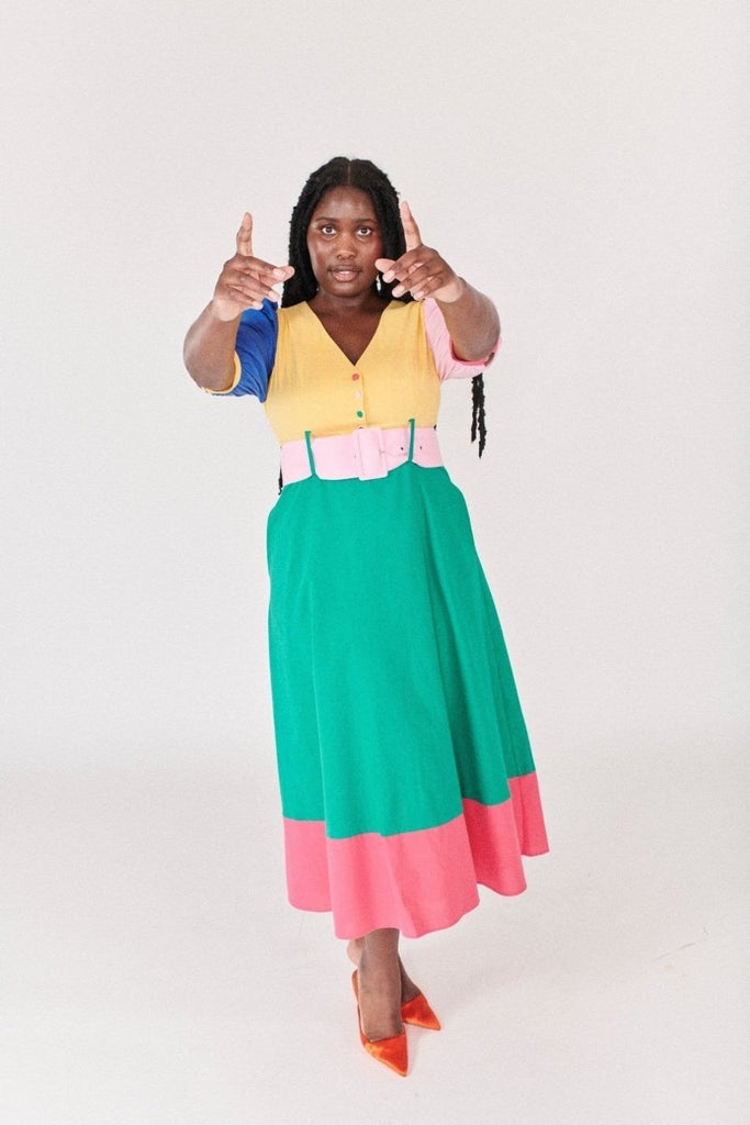 Rent RENT Olivia Rubin Juniper Colourblock (RRP £250) – designer dress hire in UK sizes 8–16 from One Hit Wonders