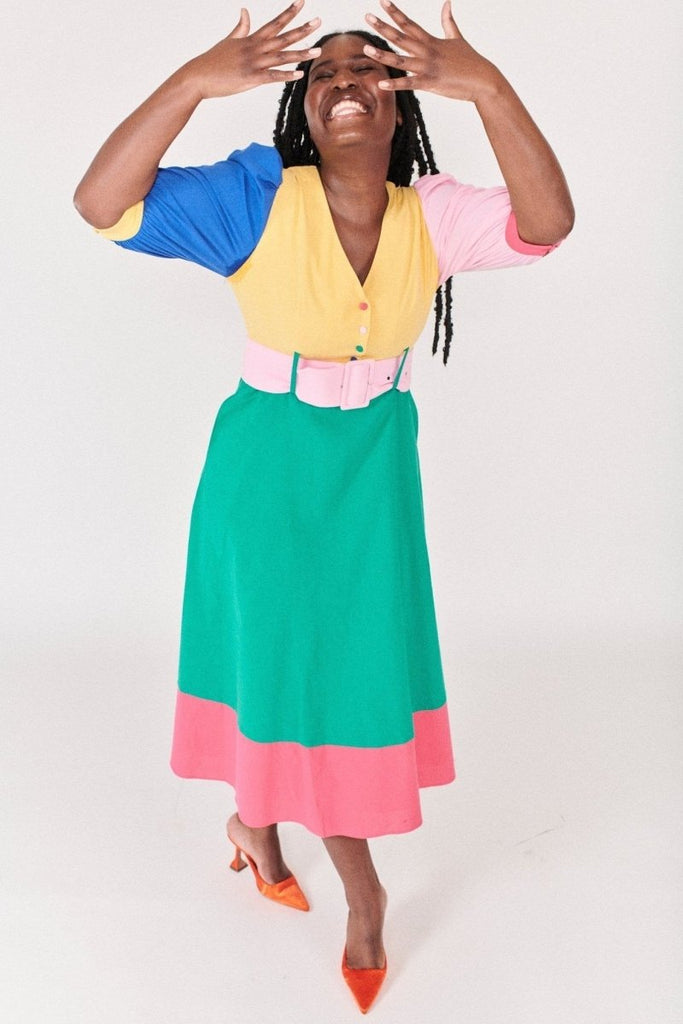 Rent RENT Olivia Rubin Juniper Colourblock (RRP £250) – designer dress hire in UK sizes 8–16 from One Hit Wonders