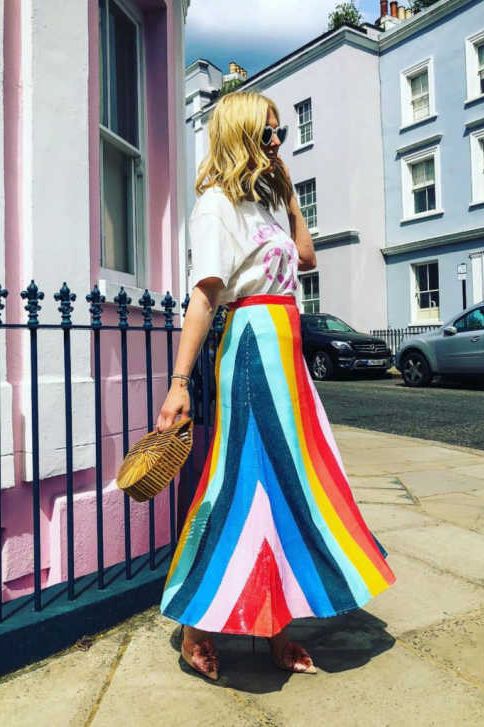 Rent RENT Olivia Rubin Rainbow Skirt (RRP £280) – designer dress hire in UK sizes 8–16 from One Hit Wonders