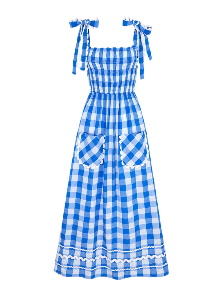 RENT Pink City Prints Cobalt Check Immy Dress (RRP £195) - Rent Now from One Hit Wonders