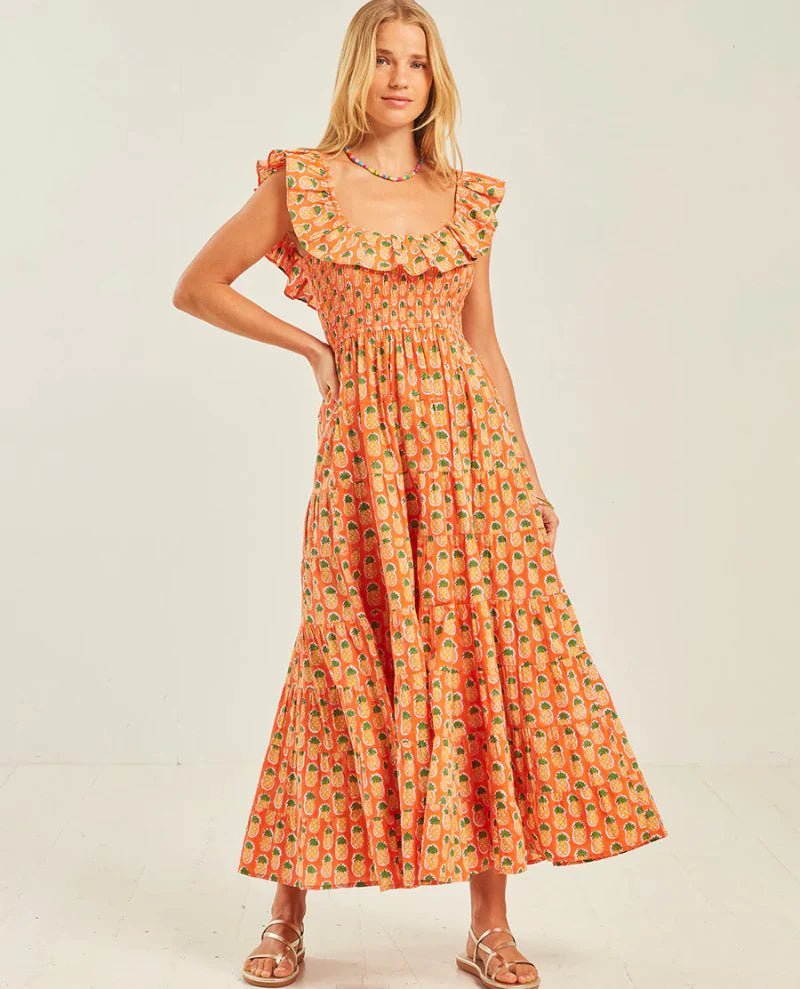 pink city prints susie dress Pink City Prints Susie Neon Poppy Maxi Dress