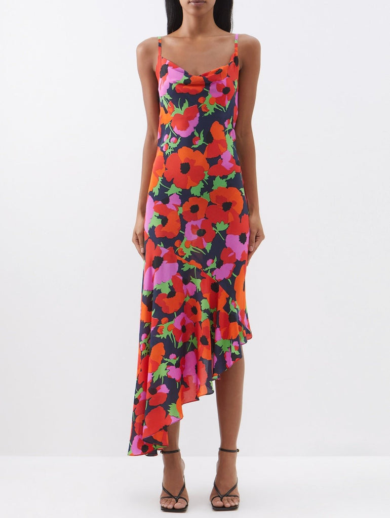 RENT Raey Strong flower - print side godet slip dress (RRP £325) - Rent Now from One Hit Wonders
