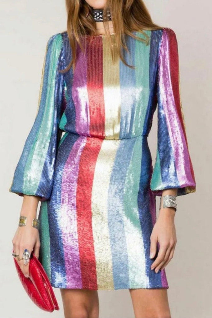 Rent RENT Rixo Ava Multi Sequin (RRP £295) – designer dress hire in UK sizes 8–16 from One Hit Wonders