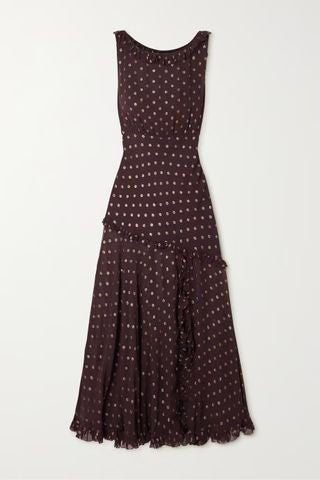 RENT Rixo Barrette spot - print crepe midi dress (RRP £345) - Rent Now from One Hit Wonders