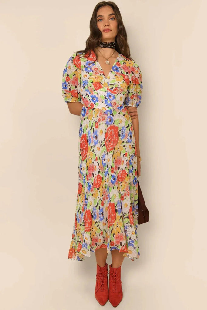 Rent RENT Rixo Corinne - Spring Floral (RRP £275) – designer dress hire in UK sizes 8–16 from One Hit Wonders