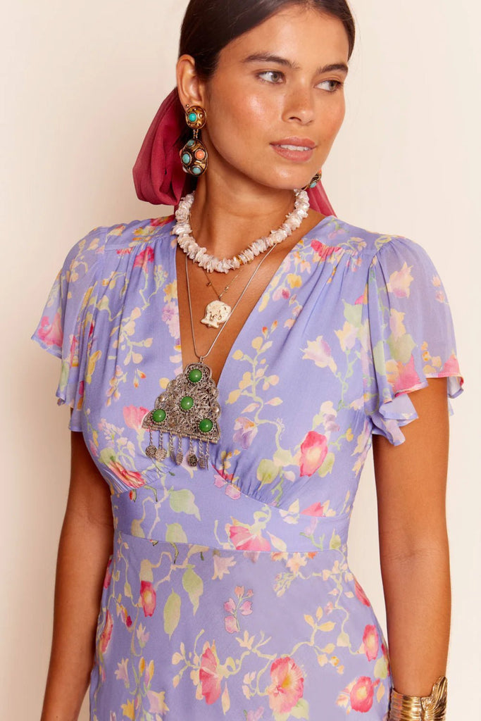 Rent RENT Rixo Florida Midi Dress - Waterblossom Provence (RRP £275) – designer dress hire in UK sizes 8–16 from One Hit Wonders