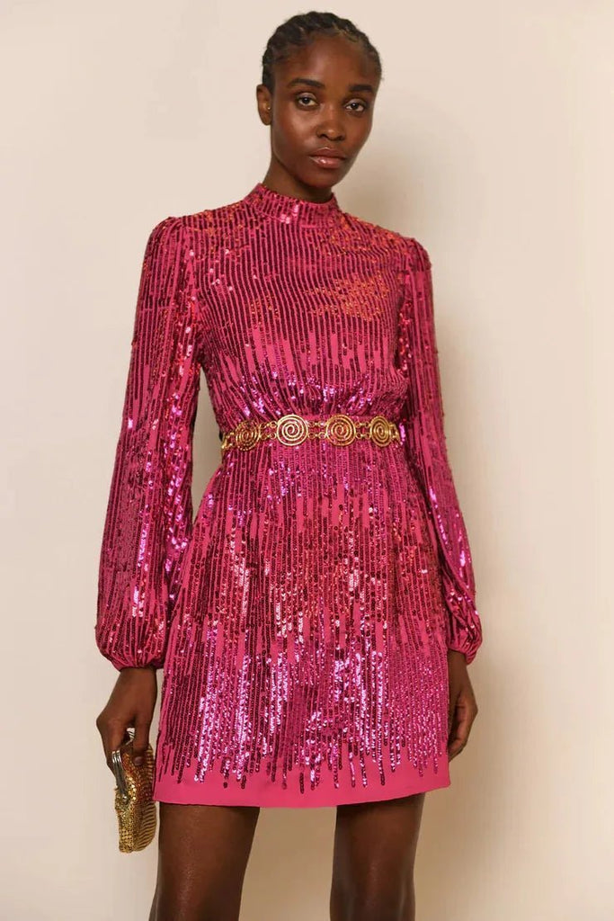 Rent RENT Rixo Lara Dress Hot Pink (RRP £295) – designer dress hire in UK sizes 8–16 from One Hit Wonders